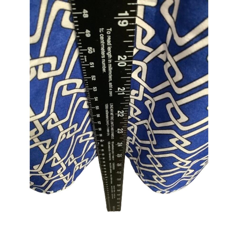 Adrienne Vittadini Blue/White Geometric Print Long Sleeve Top L Preppy, Bold - Picture 7 of 7